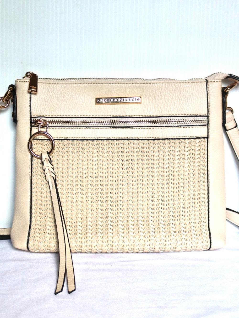 Poppy & Peonies Everyday Crossbody Bag Purse Cream Woven Vegan Spring Summer